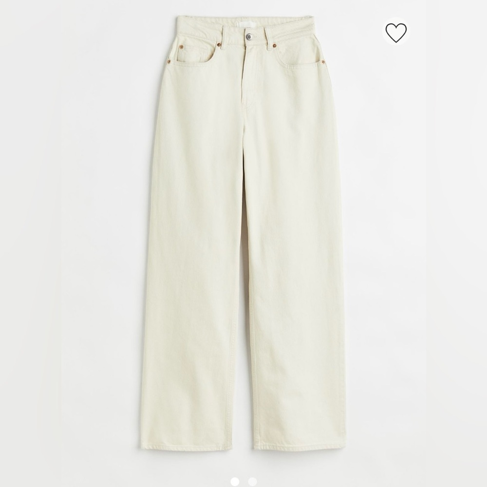 Loose fit wide leg jeans, cream size 14